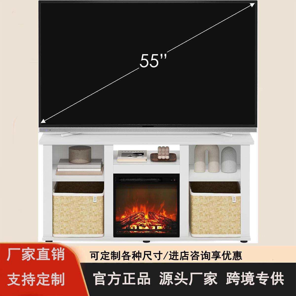 美式做旧实木壁炉餐边柜 电子火焰+陶瓷罐陈列区跨境乡村风格套装