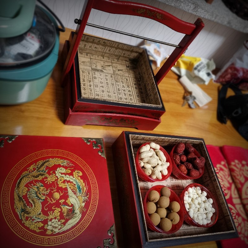 仿古代食盒中式饭盒木质喜事结婚庆陪嫁复古装道具送餐手提篮多层