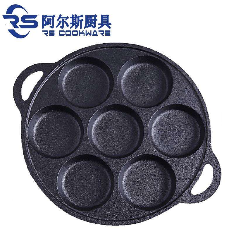 阿尔斯铸铁新款七孔蛋糕模具烤箱烘焙无涂层蛋挞模电磁炉馅饼煎蛋