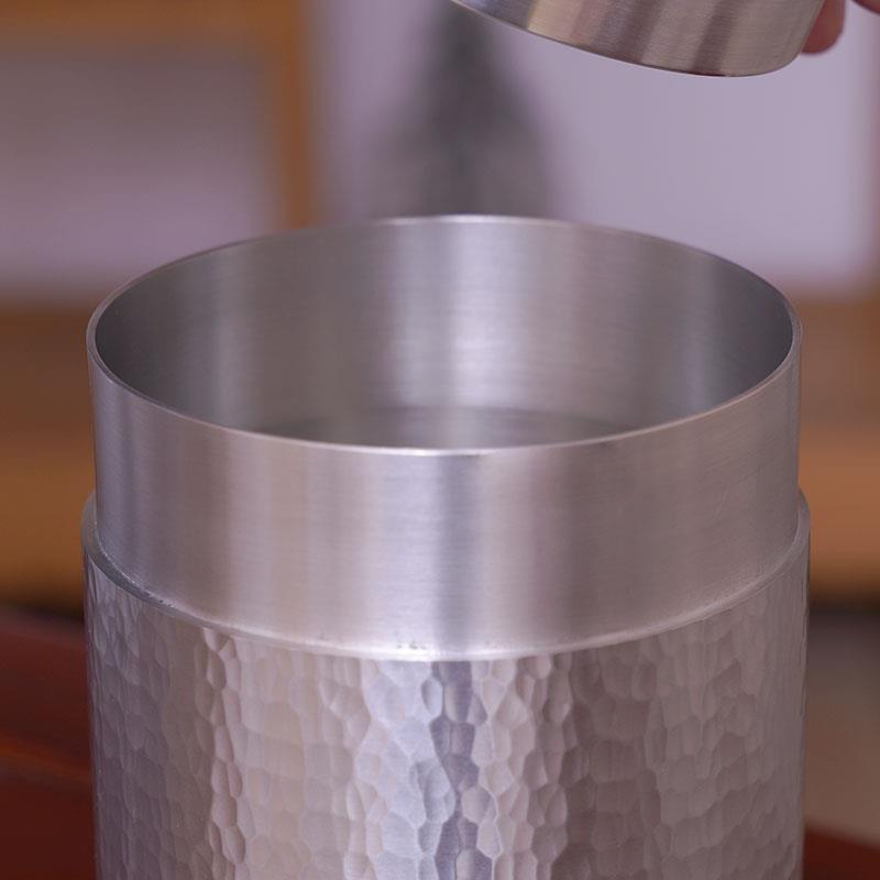 善锡堂纯锡茶筒手工锤纹春悟茶仓大号200g中号170g小号100g茶叶罐