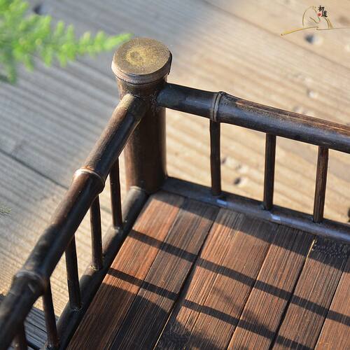 紫竹收纳盘 茶具茶杯托盘收纳筐茶盘收纳篮置物台 香具收纳