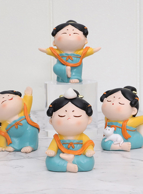 治愈系教师礼物中式仕女小摆件物件书桌面生日办公室桌面装饰古风