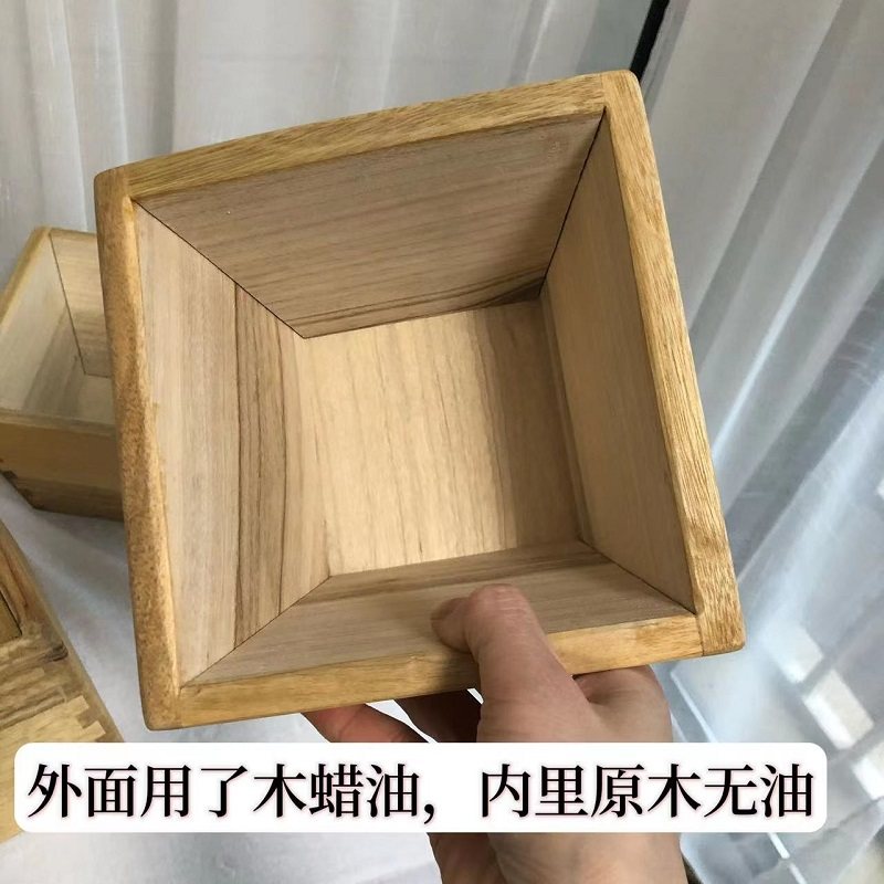 升子招财摆件日进斗金米斗办公室桌面创意开张礼品樟木实木榫卯