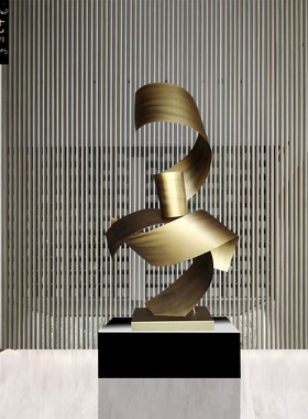 酒店大堂售楼处抽象卷形落地摆件装饰景观铁艺雕塑大型摆设工艺品