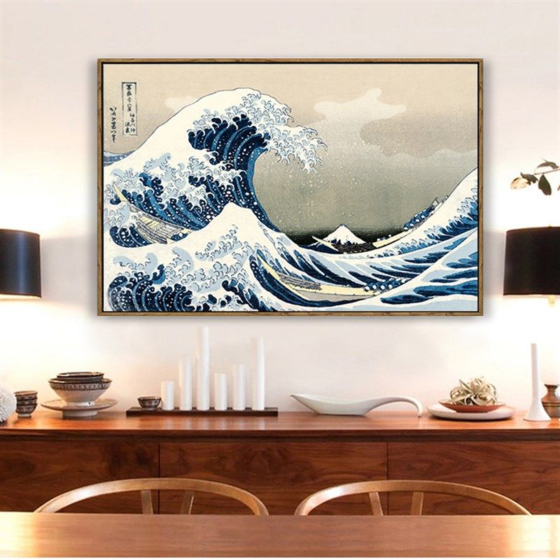 神奈川冲浪里日式新中式风格客厅装饰画餐厅玄关卧室办公室壁挂画