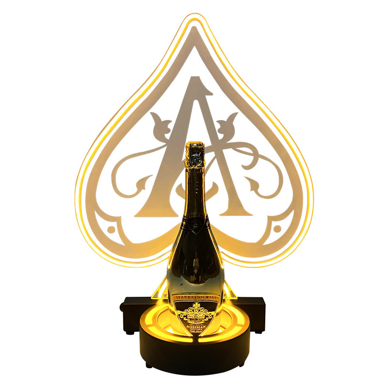 新品黑桃A酒座可定logo酒吧KTV香槟王铁艺酒托洋酒发光酒架霓虹灯