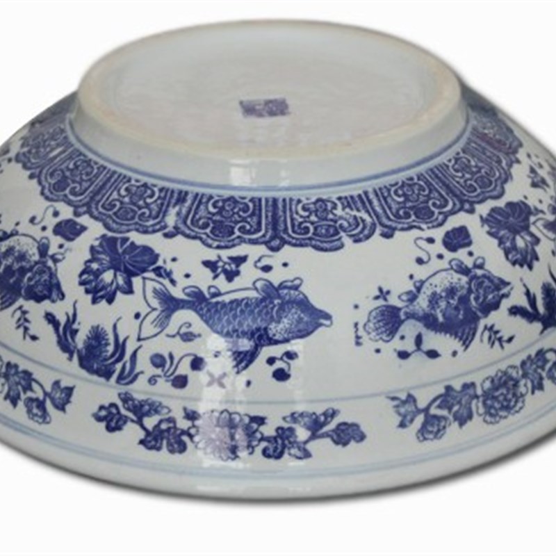 景德镇青花釉下彩大鱼盆陶瓷和面盆大面碗大汤盆餐馆餐具盆碗包邮