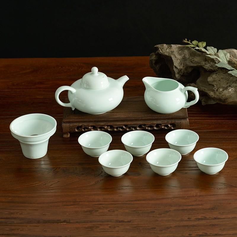 季雅天青青白瓷茶壶茶具青瓷杯子泡茶壶茶杯整套功夫茶具礼品茶具