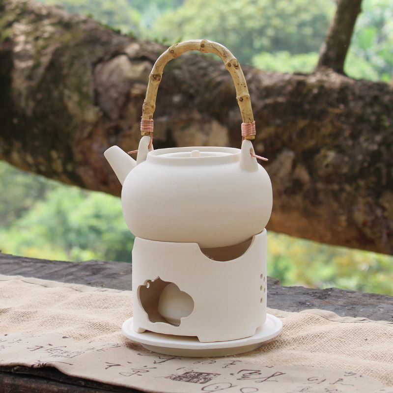 白泥煮茶器功夫茶具陶瓷茶炉茶壶碳酒精炉煮茶器日式提梁壶烧水壶