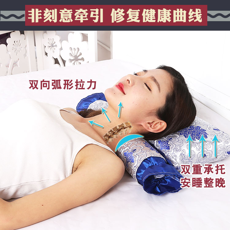 颈椎枕头牵引修复颈椎专用圆枕护颈保健枕决明子荞麦壳圆柱糖果枕