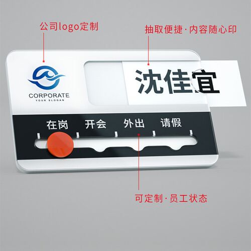 压克力办公室工作人员去向牌定制公司科室部门员工岗位工作状态标