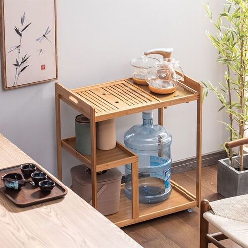 移动茶台茶车家用茶水柜实木小茶桌带轮茶几功夫茶具套装烧水一体