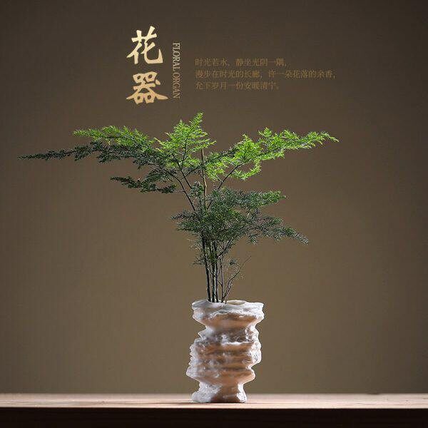 禅意绿萝水培文竹花器陶瓷养花花瓶插花容器花盆器皿桌面装饰摆件