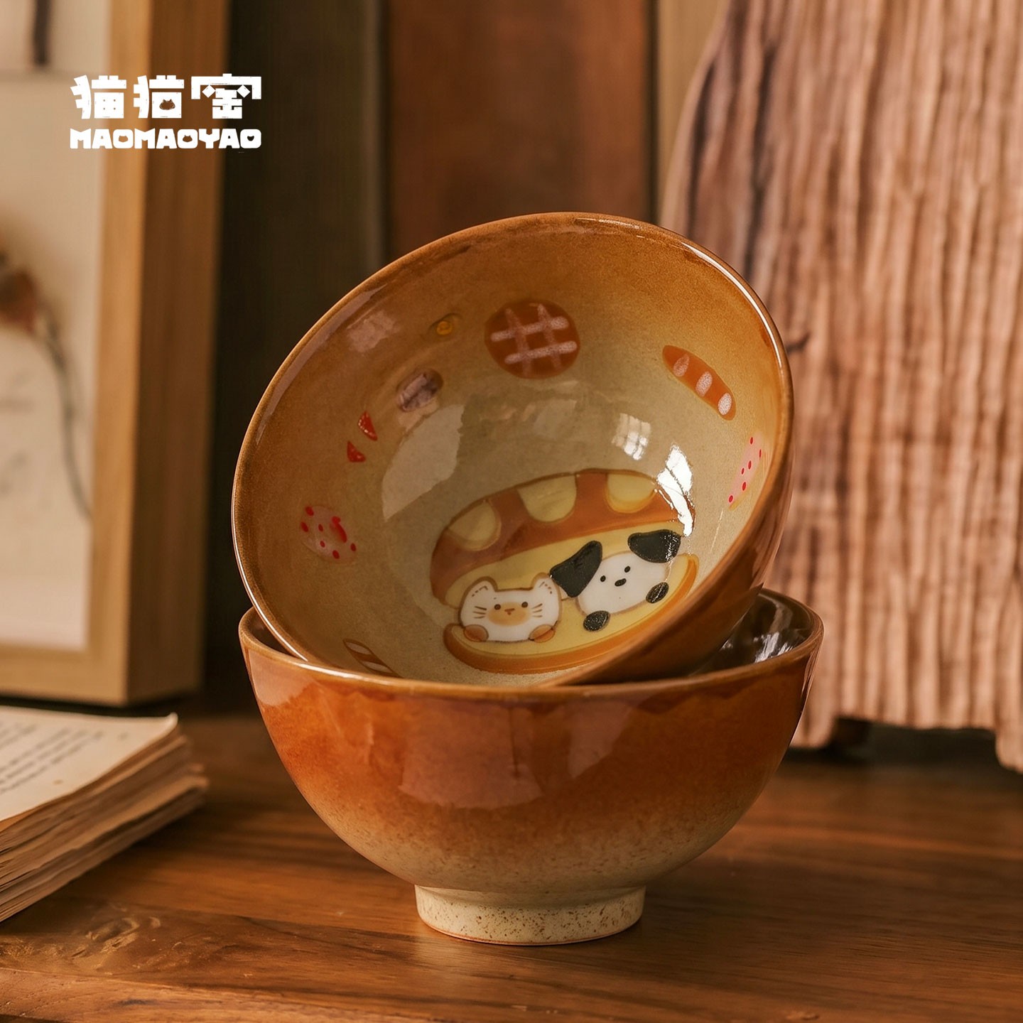 猫猫窑烘焙陶瓷早餐碗燕麦碗小众高级感创意家用汤碗餐具一人食