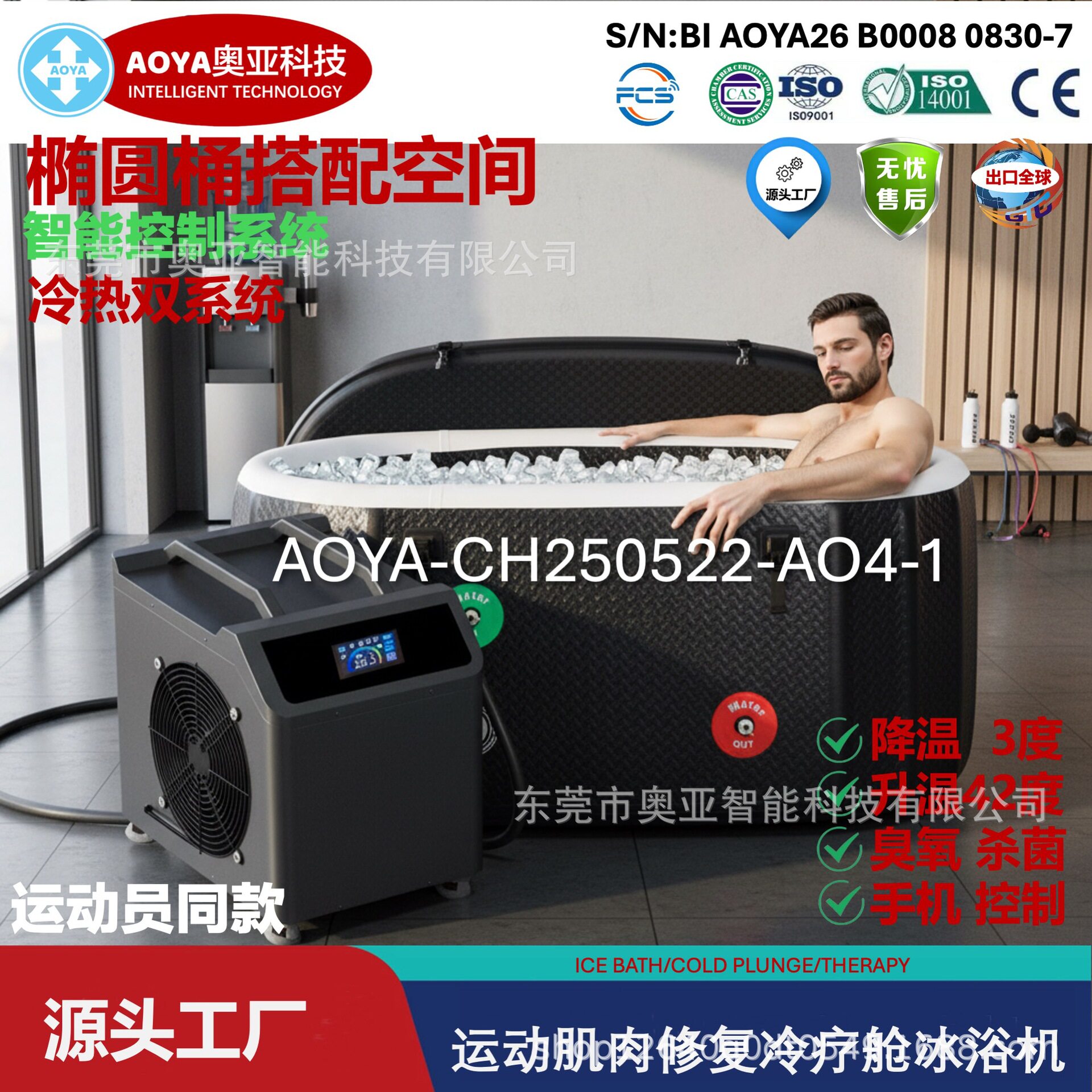 工厂商用家用户外浴缸用小型全自动智能冰浴冷水机带冰桶机器设备