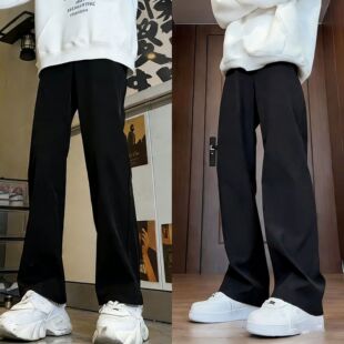 垂感显瘦直筒小西裤男春夏季韩版潮流大码百搭微喇休闲裤子