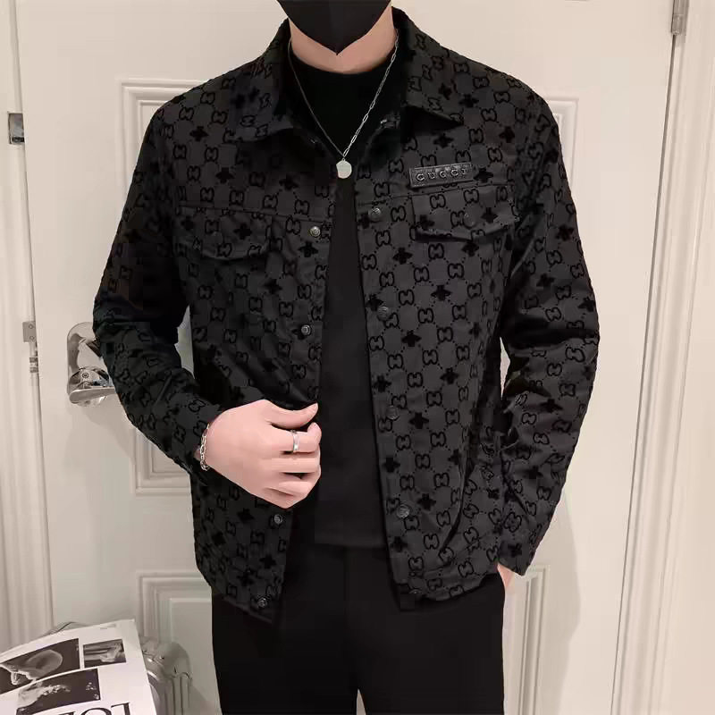 青年格子修身翻领夹克外套2026春秋韩版潮流男士春装英伦帅气衣服