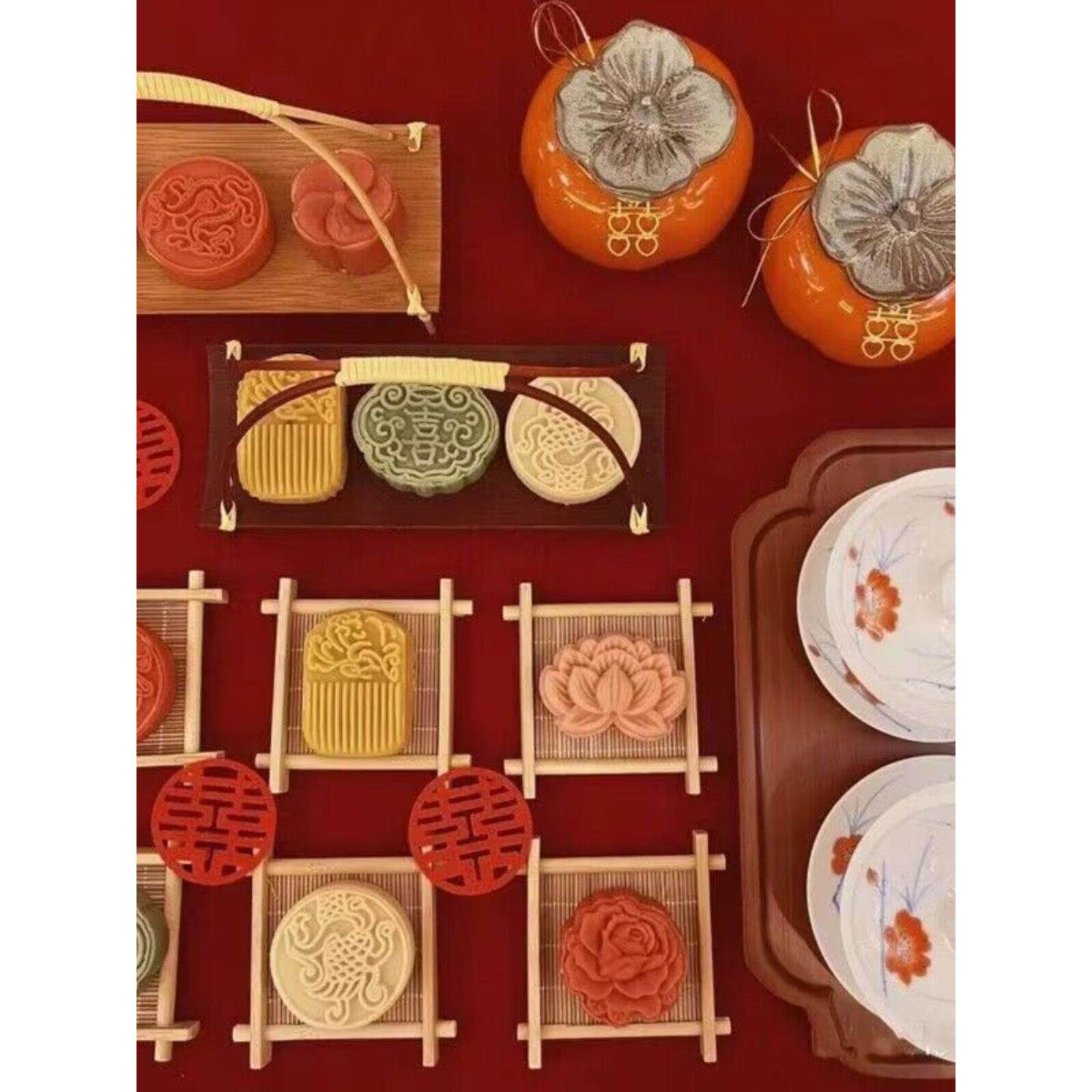 订婚宴糕点摆台结婚点心布置装饰摆件甜品台喜饼婚房中式婚庆婚礼