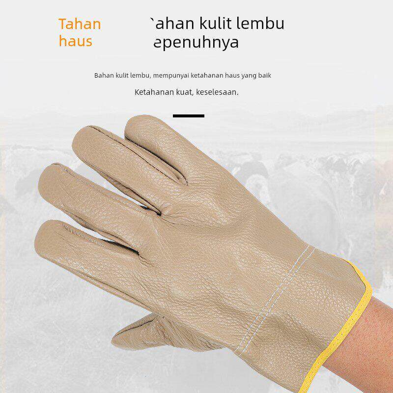 浅色头层司机牛皮手套 电焊手套耐磨焊工手套 劳保防护手套