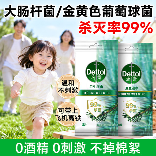 滴露马桶消毒湿巾独立包装小包便携儿童旅行清洁杀菌官方湿纸巾