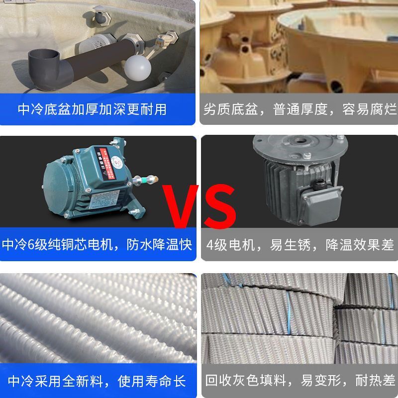 冷却塔冷水塔凉水塔工业圆形逆流玻璃钢冷却水塔10吨