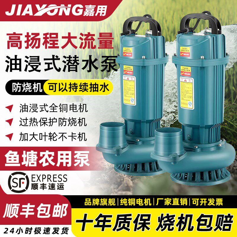 大流量纯铜潜水泵3寸4寸清水泵220V380V农用灌溉家用高扬程抽水机