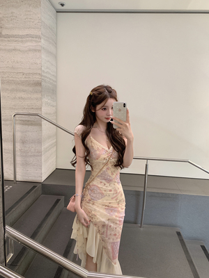 你的懒懒llan中古拼接连衣裙