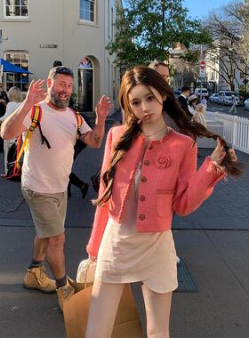 你的懒懒llan【24a高级手工坊】高质感立裁工艺长袖小香短外套秋