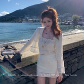 半裙 你 高定绣花针织三件套吊带 懒懒llan 开衫 奶醇味小白花