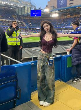 你的懒懒llan【Jennie人间中毒】多巴胺色系3D印花时尚牛仔裤女