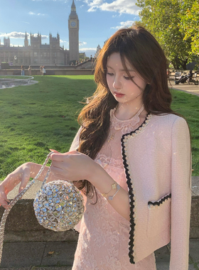 你的懒懒llan【24a高级手工坊】手工编织带粗花呢羊毛小香外套女