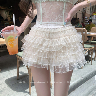 你的懒懒llan【微软奶芙】两色叠层网纱可爱甜美蓬蓬蛋糕裙裙裤女