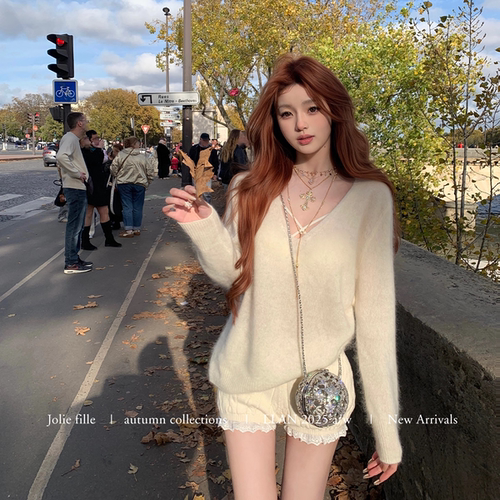 你的懒懒llan全羊毛四色毛衣女