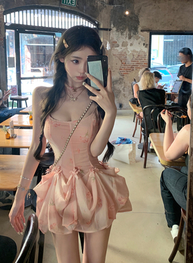 你的懒懒llan【仙品花枝】一裙多穿花瓣褶皱立体花朵碎花连衣裙女