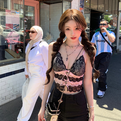 你的懒懒llan【美貌野心家】清纯性感嗲嗲蕾丝吊带上衣（带胸垫）