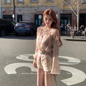 印花套装 你 油画氛围感上衣 短裤 懒懒llan romantic里约情书