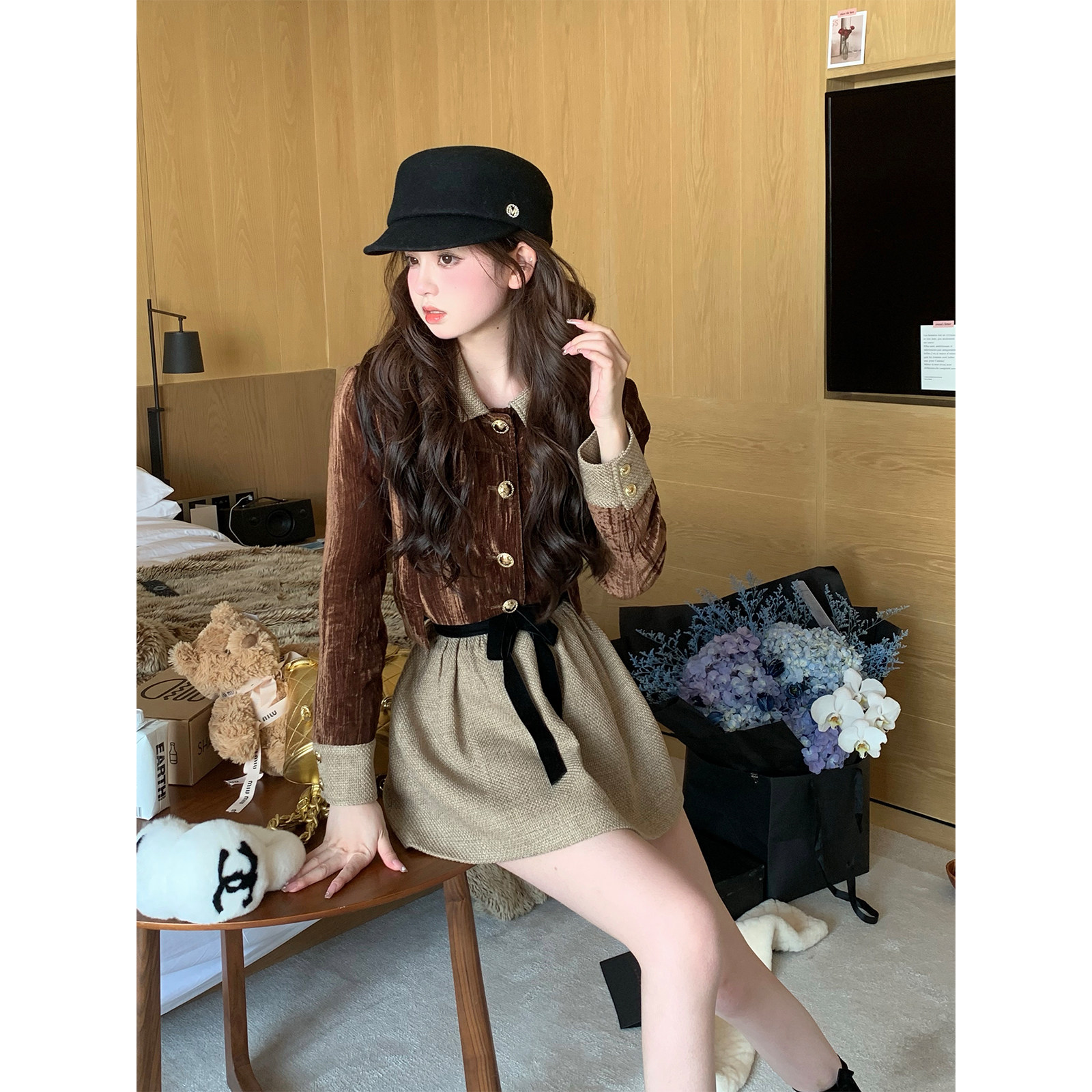 上衣懒懒的少女心涤纶秋季丝绒