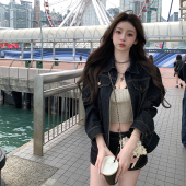 套装 你 女新 慵懒松弛感复古牛仔外套 短裤 懒懒llan 伦敦往事