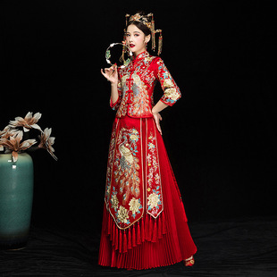 2026新款秀禾服新娘敬酒礼服结婚中式婚纱古代秀和服百褶裙马来服