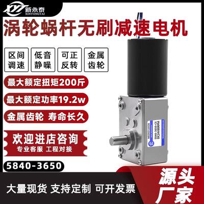 5840-3650微型直流无刷直角减速电机蜗轮蜗杆大扭力调速马达12V24