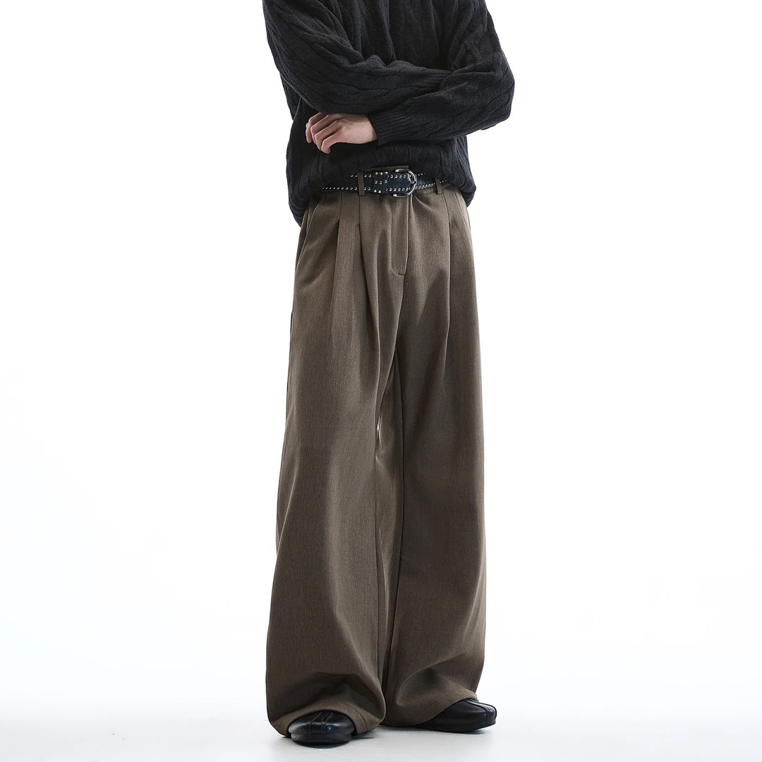 nologo official高级感垂坠感A字廓形微喇西装阔腿裤男潮春季新款