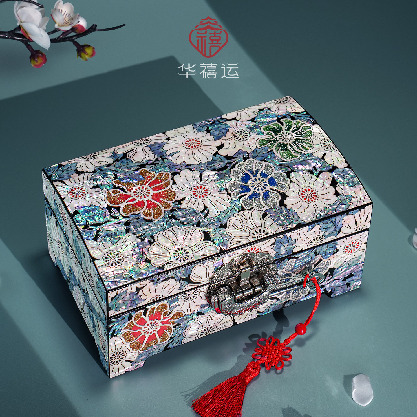 非遗螺钿漆器首饰盒结婚礼物高端图片