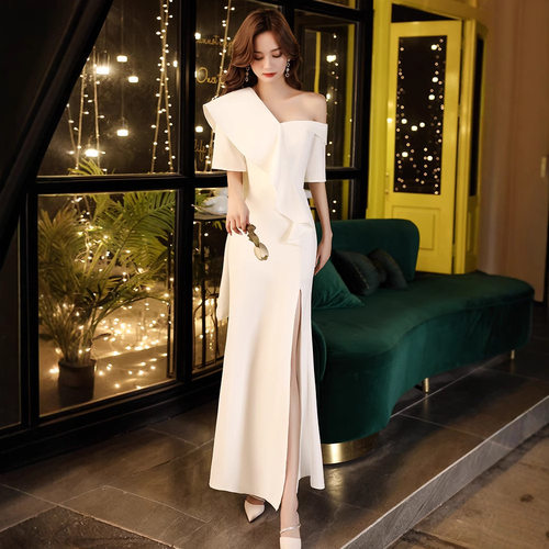 2026新款白色晚礼服女宴会气质长款平时可穿性感名媛舒适质感年会