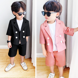 2026新款儿童西装男夏季套装小男孩休闲网红宝宝西服两件套潮休闲