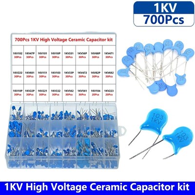 700PCS 1KV 1000V 10PF-821PF 24种阻值成套高压陶瓷电容器包
