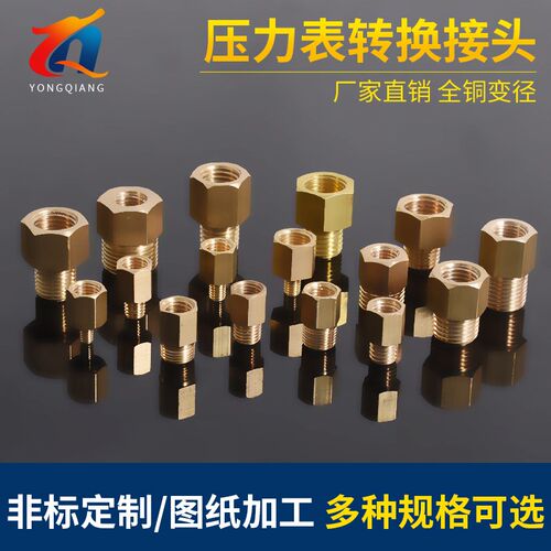 全铜压力表转换接头 内外丝补芯M5 M6 M8 M10 M12M14 M16 2分内丝