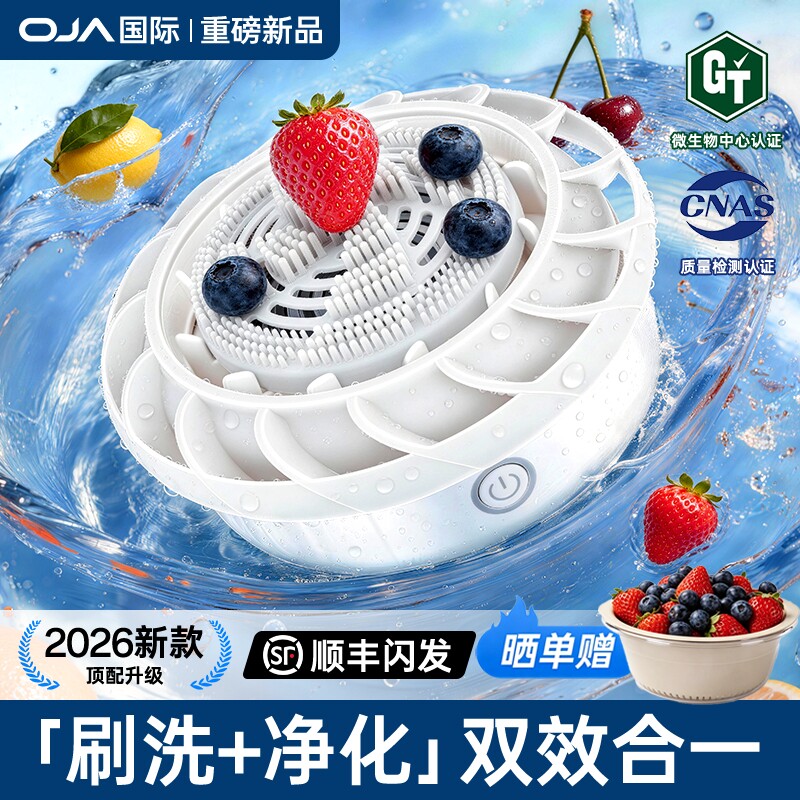 26新款]OJA果蔬清洗机洗水果蔬菜神器全自动超声波食材净化器家用