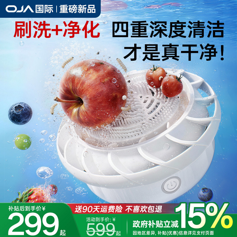 OJA果蔬清洗机洗蔬菜水果神器全自动超声波食材净化器家用去农残
