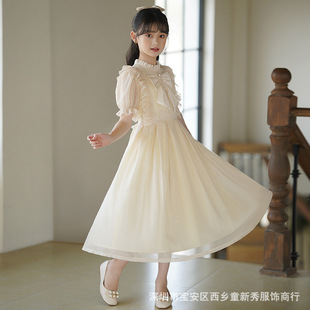 2026新款女童连衣裙夏季长款礼服超仙公主裙中大儿童韩版短袖雪纺