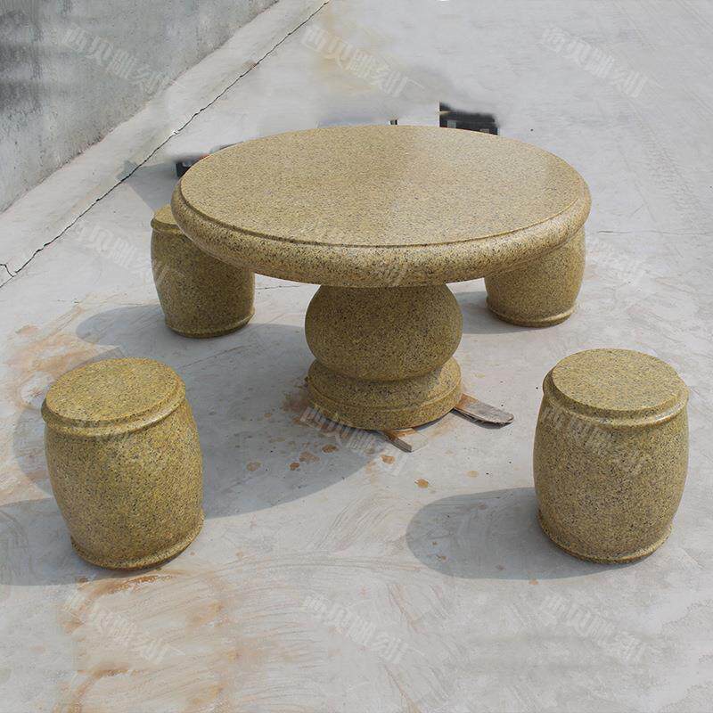 现货中式黑色石桌石凳厂家公园小区下棋象棋石材桌子休闲坐凳工厂